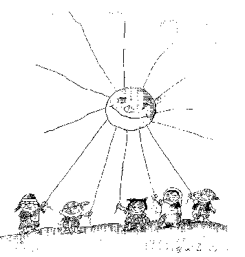 Grafik "Kinder halten Sonnenstrahlen fest"